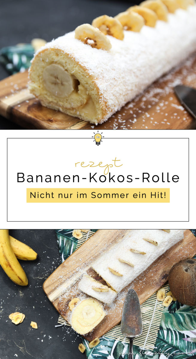 Einfaches Tortenrezept: Bananen-Kokos-Biskuitrolle mit Puddingcreme ...