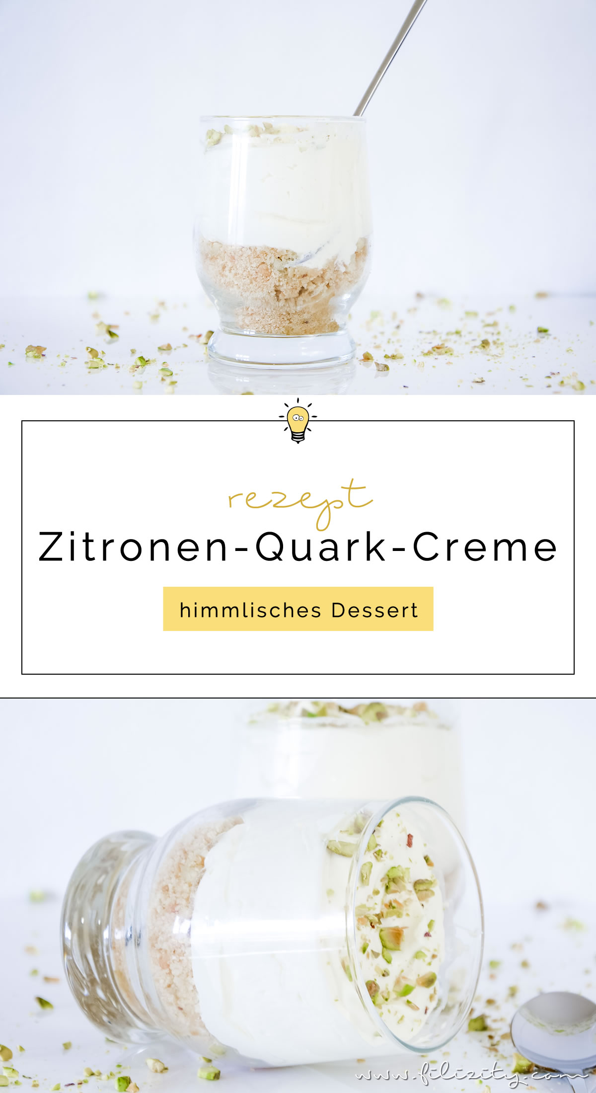 Feines Dessert: Zitronen-Quark-Creme mit Spritzgebäck | Leckere Nachspeise für Frühling und Sommer | Filizity.com | Food-Blog aus dem Rheinland #dessert #zitronen